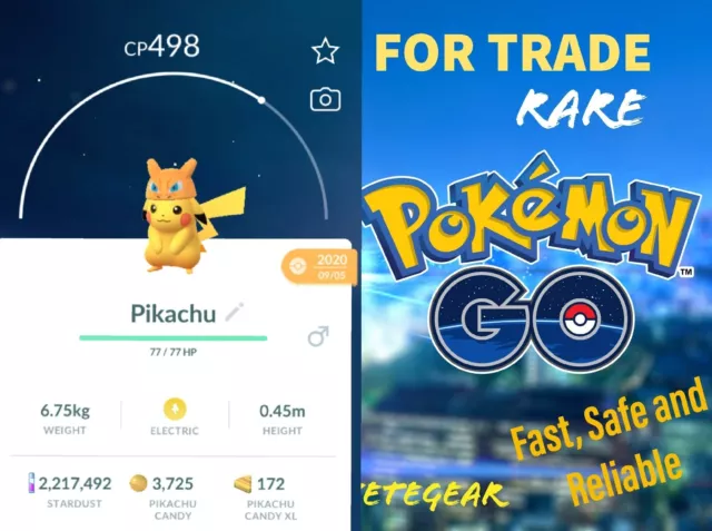 🔥 Pokémon Go CHARIZARD HAT PIKACHU✔️ Trade ✔️Non Shiny 🔥