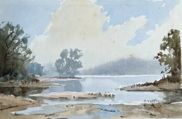 A Misty Lake Sydney Vale Frsa (1916-1991) Unique Original Vintage Wcolour  C1975