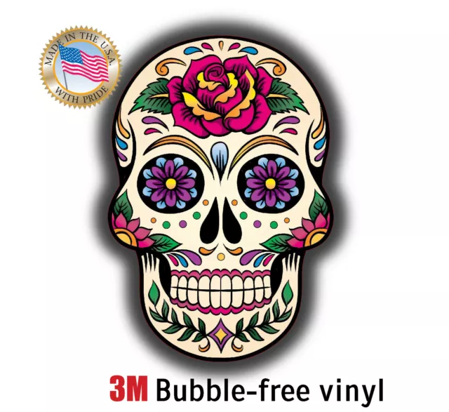 Sugar Skull Day Of The Dead Decal Sticker 3M Usa Made Truck Vehicle Window Car