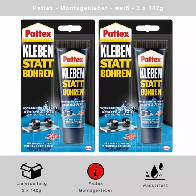 Adhesivo Pattex Construcción Pegar en Lugar De Taladrar para Interior / 2 X 142g