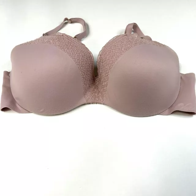 Incredible By Victorias Secret 34D Lined Demi Bra Solid Pink Underwire #1232