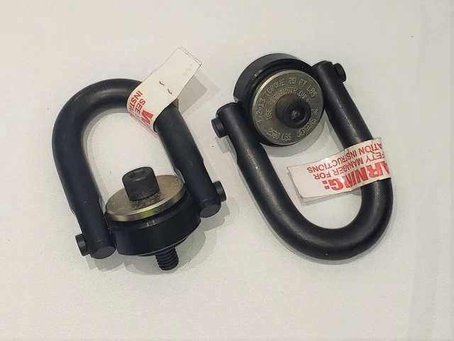Pair Jergens 2500 Lbs, 1/2"-13 Pivoting/Swivel Lifting/Rigging/Hoist Ring Anchor