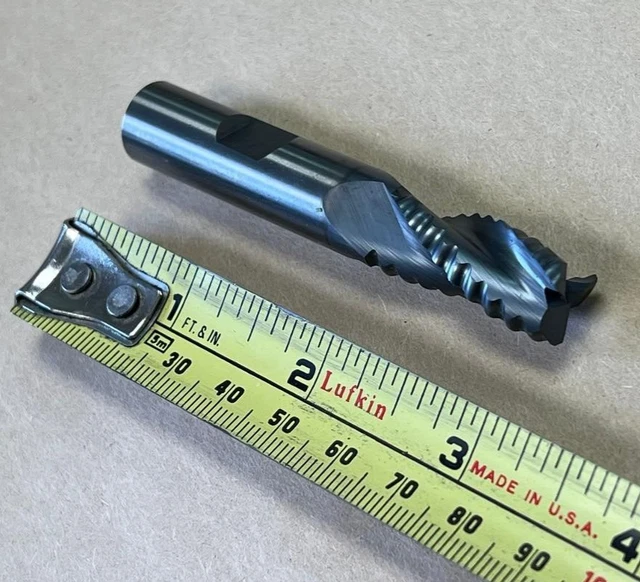 1/2" Hanita Carbide Roughing End Mill 3" Oal, 4A0R K20 3 Flute 115077172