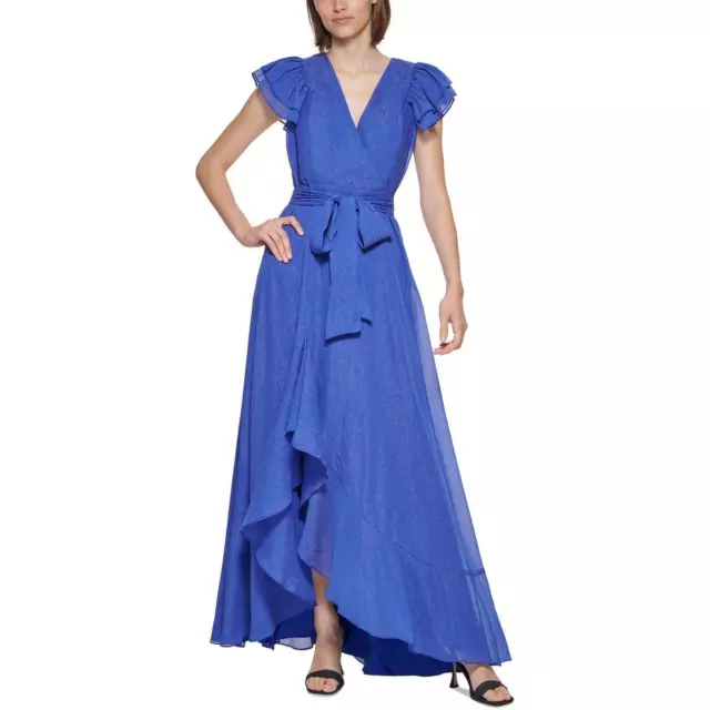 Calvin Klein Womens Blue Chiffon Long Daytime Maxi Dress 14 BHFO 2087