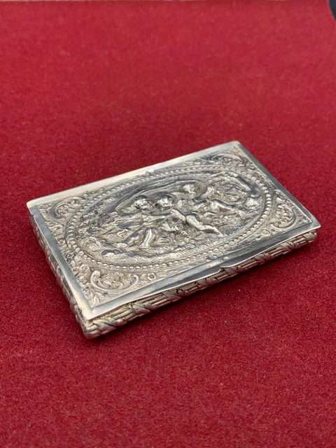 BOÎTE ÉTUI À cartes de visite argent massif décor Putti Angelots c. 1890 - 81 g EUR 170,00 - PicClick FR