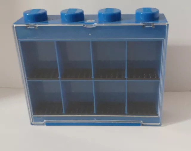 Lego Display Case Storage Blue Holds 8 Some Wear