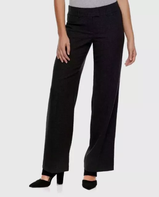 Women's Apt 9 Wide Leg Black Dress Pants Slacks Trousers Stretch Mid Rise 16