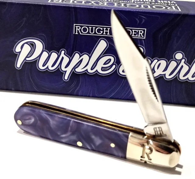 Rough Ryder Purple Swirl Small Barlow Clip Point Blade Folding Pocket Knife