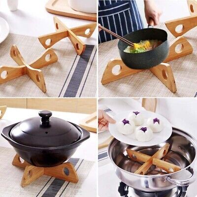 Tray Rack Wood Pot Holder Table Mat Heat Insulated Cooling Dish Holder Kitchen