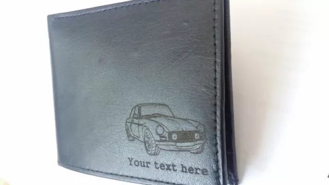 MGB GT Personalised Leather Mens Wallet (MG v8 parts merchandise gift present)