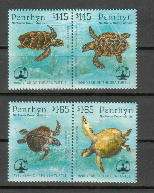 Penrhyn 1995 - Year of the Sea Turtle - 2 Joined Pairs - MNH