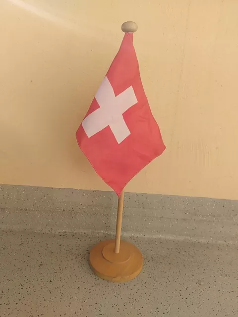 Schweiz Tischfähnchen Reedereiflagge Tisch Flagge Fahne 30er 50er Jahre Holz