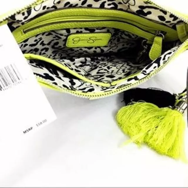 Jessica Simpson Martine Black/White/Lime Crossbody/Wristlet