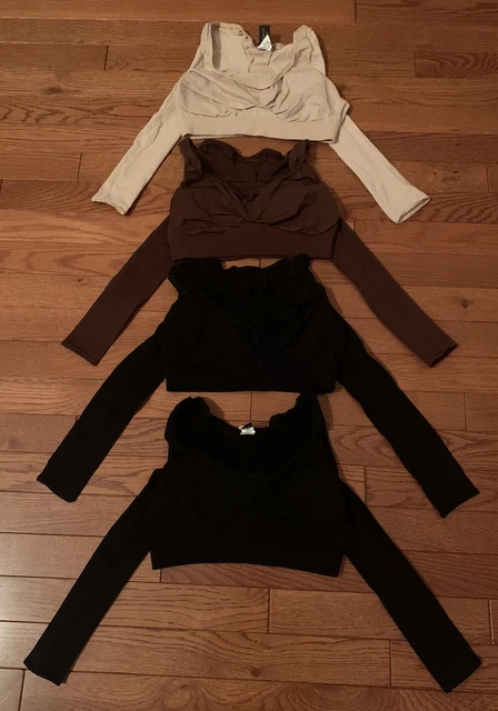 Lot of 4 Shear  Shapewear Gym, Ballet Dance Cropped Top,Size 3X(L), runs small