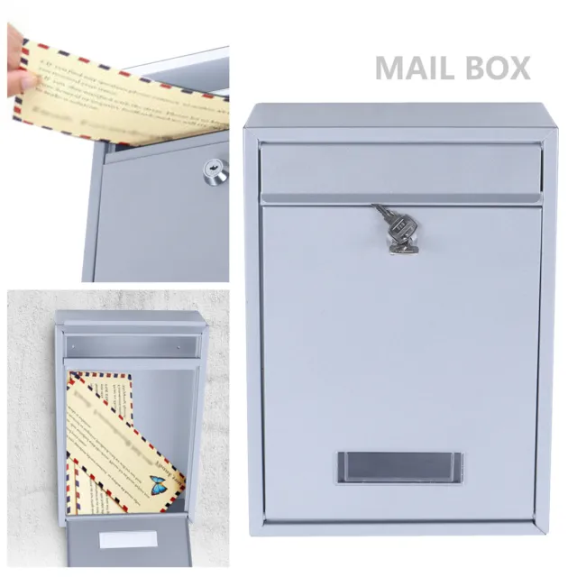 WALL MOUNT MAIL Box Steel Locking Letter Box Newspaper Roll Storage ...