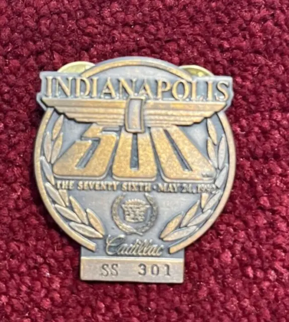 Authentic 1992 INDY 500 Bronze Pit Access Badge Lapel Pin AL UNSER JR. WINNER!