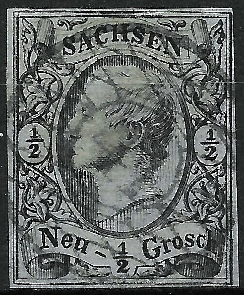 SACHSEN 1855 . MiNr.8IIx . 1/2 Ngr . BPP Befund . N41 LAUENSTEIN . einwandfrei!