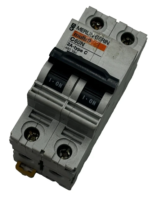Merlin Gerin C60N Circuit Breaker Multi9 2A-Type C 480Vac 2 Pole ✅ Merlin Gerin C60N Circuit Breaker Multi9 2A-Type C 480Vac 2 Pole ✅