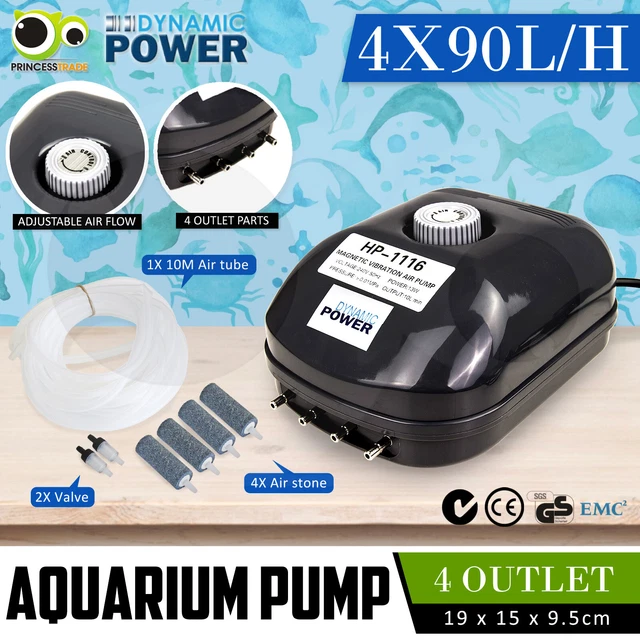 Aqua Aquarium Air Pump Oxygen Fountain Pond Aerator Tank Hydroponic 4 Outlet