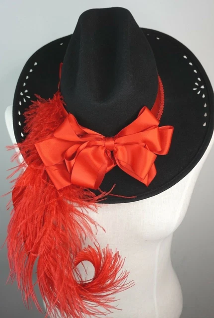 NANCY HUGHES HAT Co 100% Wool Western Ribbon Feathers Womens  display picture 2
