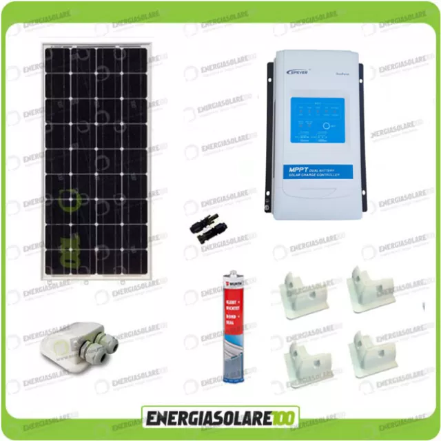 Kit solaire Campingcar 100W 12V monocristallin Régulateur MPPT Duoracer 10A coin