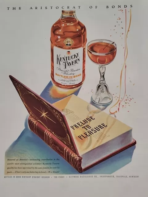 1943 Kentucky Tavern Bourbon Whiskey Fortune WW2 Print Ad Prelude To Pleasure