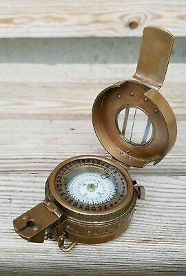 Solid Brass Antique British Military Prismatic Pocket Compass Marine Solid Gift
