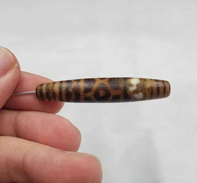 South Asian Burmese Antiques Trade Pumtek petrified Wood Beads Late 19 C. 52mm 6