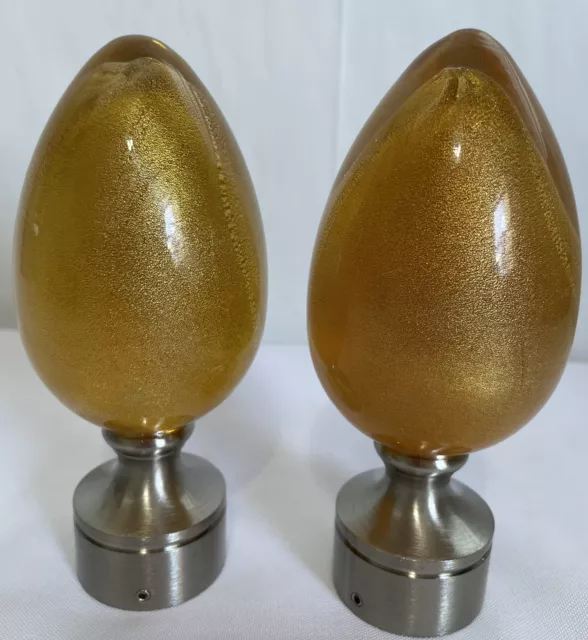 Gold Curtain Rod Ends Pepsi￼Glass Plug Finials Set 25MM