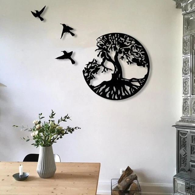 Premium Qualität Metall Wanddekor Baum des Lebens und Vögel für eine charmant
