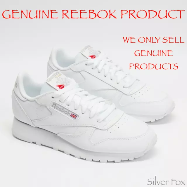 GENUINE REEBOK CLASSIC LEATHER WHITE & GREY ATHLETIC SHOES SNEAKERS RUNNERS  NEW