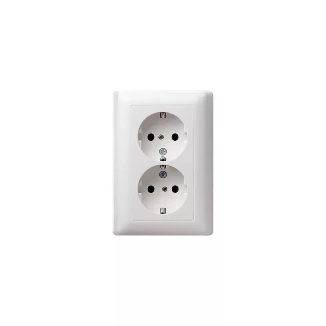 Prise Électrique Double Gira Système 55 Blanc Pur Gl. M.Protecteur Enfant Type