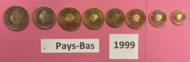 Série de 8 pièces  Pays- Bas 1999 de 1 cnt à 2 euros Neuve🇱🇺