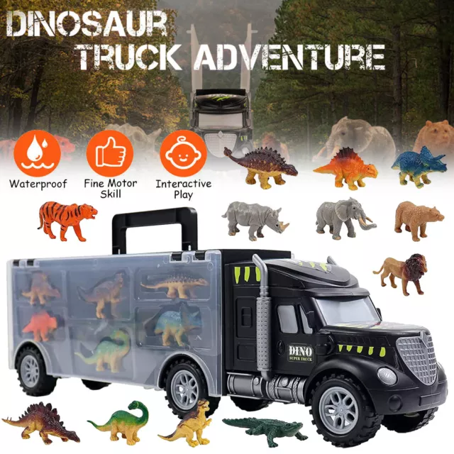 Dinosaurier Spielzeug LKW Dino Kinderspielzeug Spielzeugauto LKW Autotransporter