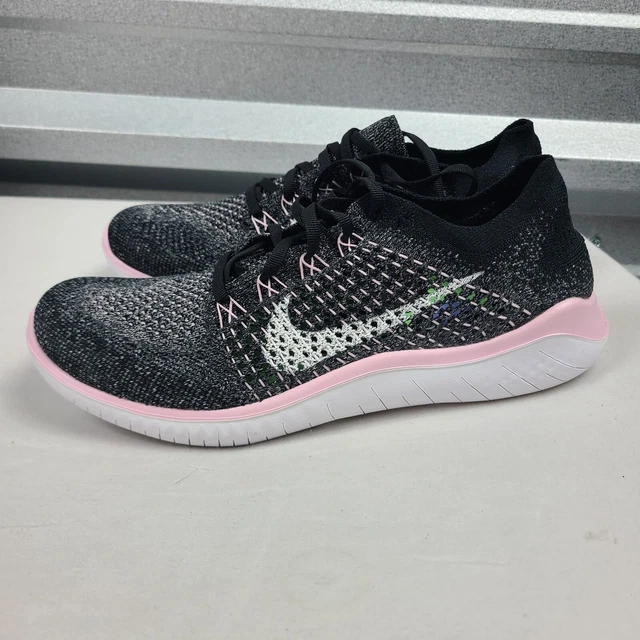 Nike Free RN Flyknit 2018 Womens Size 8.5 Black Pink Running 942839 007