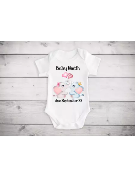 Personalised Baby's New Arrival Announcement Bodysuit Vest Name Born Gift Twins