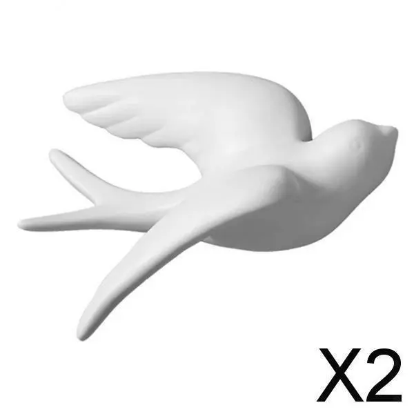 2X 3D Ceramica Bird Swallow Wall Art Decor Camera da letto Decorativa S a destra