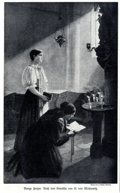 Bange Herzen Nach dem Gemälde von G. von Modrowitz Betende Frau von 1915