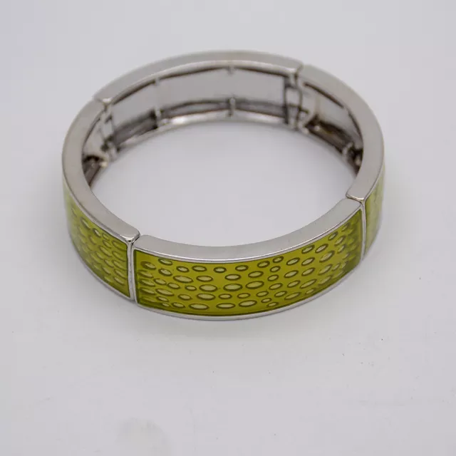 lia sophia signed jewelry Retired silver plated stretch bangle enamel bracelet