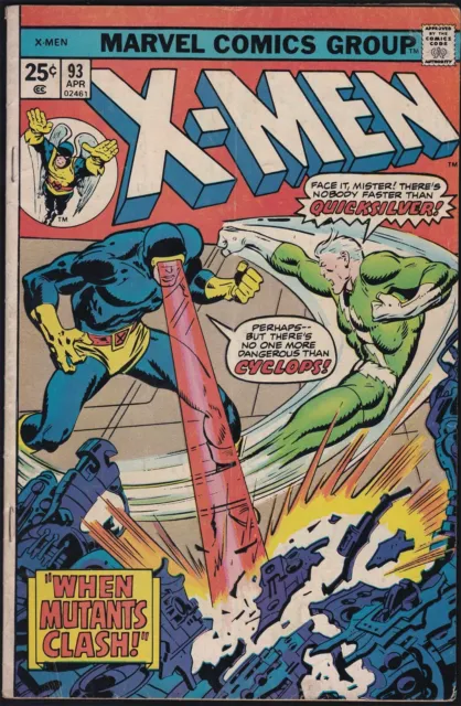 Marvel Comics X-MEN #93 Quicksilver and Magneto Appearances 1975 VG/FN!