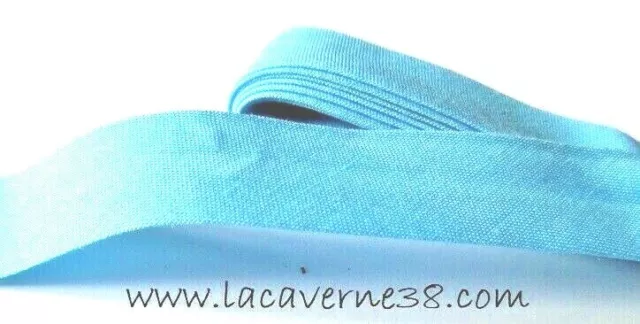 1/3m Ruban biais plié 20mm bleu turquoise clair coton mercerie couture