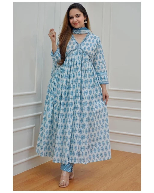 Indian Cotton salwar kameez with dupatta set kurti Pant Suit kurta women dress