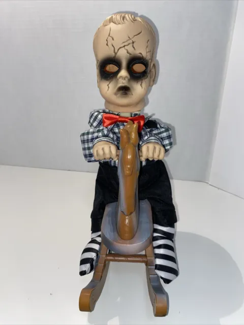 SPOOKY SCARY Animated Doll SINGING on Rocking Horse Halloween Creepy Zombie Kid