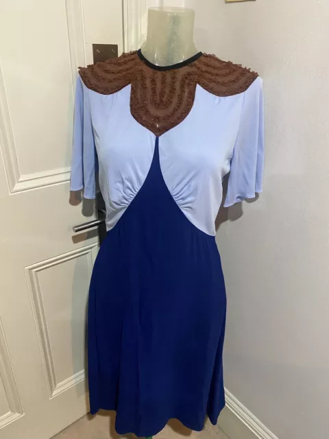 LOUIS VUITTON BLUE & Bronze dress sz FR 36 UK 8 £199.00 - PicClick UK