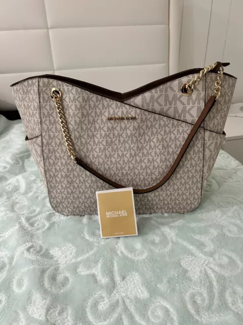 Michael Kors Jet Set Large Logo Shoulder Bag - Vanilla, New