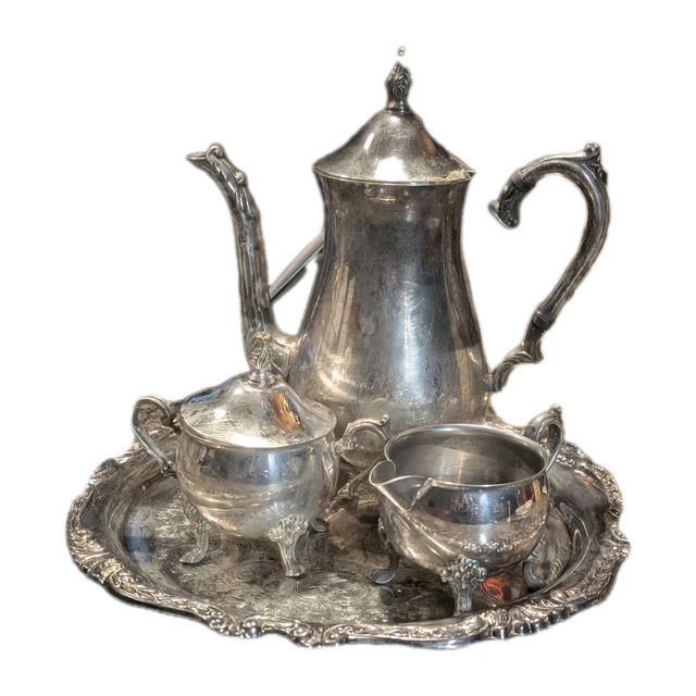 VINTAGE 4PC. SHERIDAN Silver Coffee Tea Set Silverplate Taunton