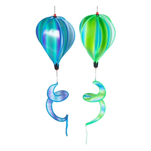 2 Pcs Kites Hot Air Balloon Wind Spinners Garden Windmill Hanging