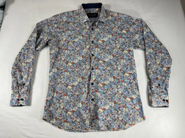 Jared Lang Cotton Long Sleeve Casual Shirt All-Over Floral Bicycle Mens Size L