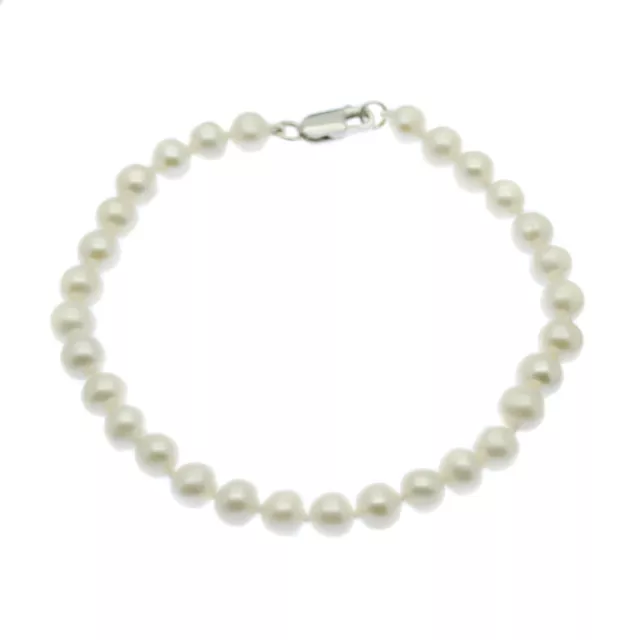 Pearl Bracelet Round Cultured Freshwater White or Pink Pearls Sterling Silver