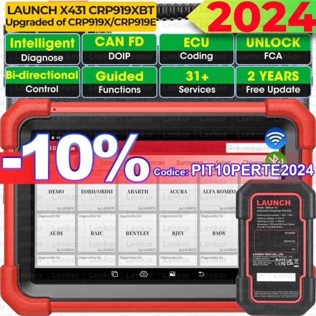 2024 LAUNCH X431 CRP919XBT Strumento Diagnostica Auto Tutti Sistemi Codifica ECU